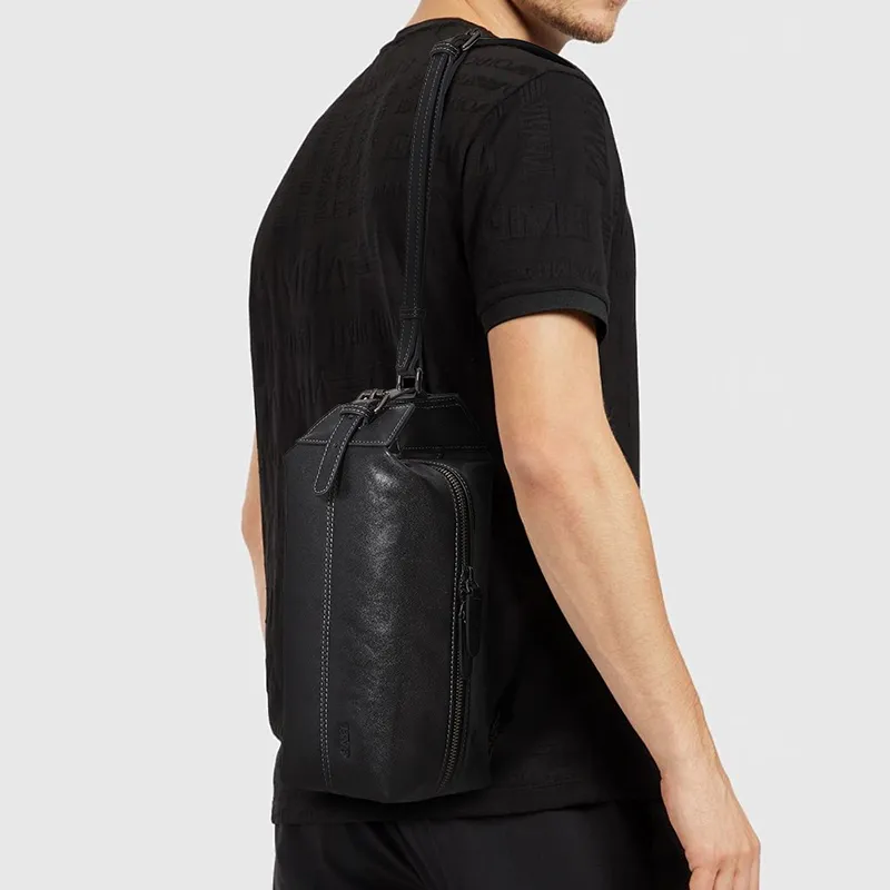 BVP Royal Vegetable Tanned Leather Sling Bag Regular Unisex Black-5