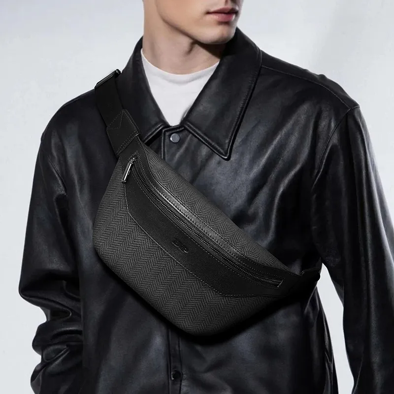 BVP Cow Leather Fanny Pack Men's Black-7
