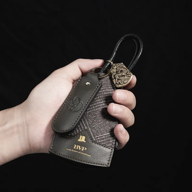 BVP Cow Leather Key Pouch Regular Men's Vintage Green/Obsidian Black-4