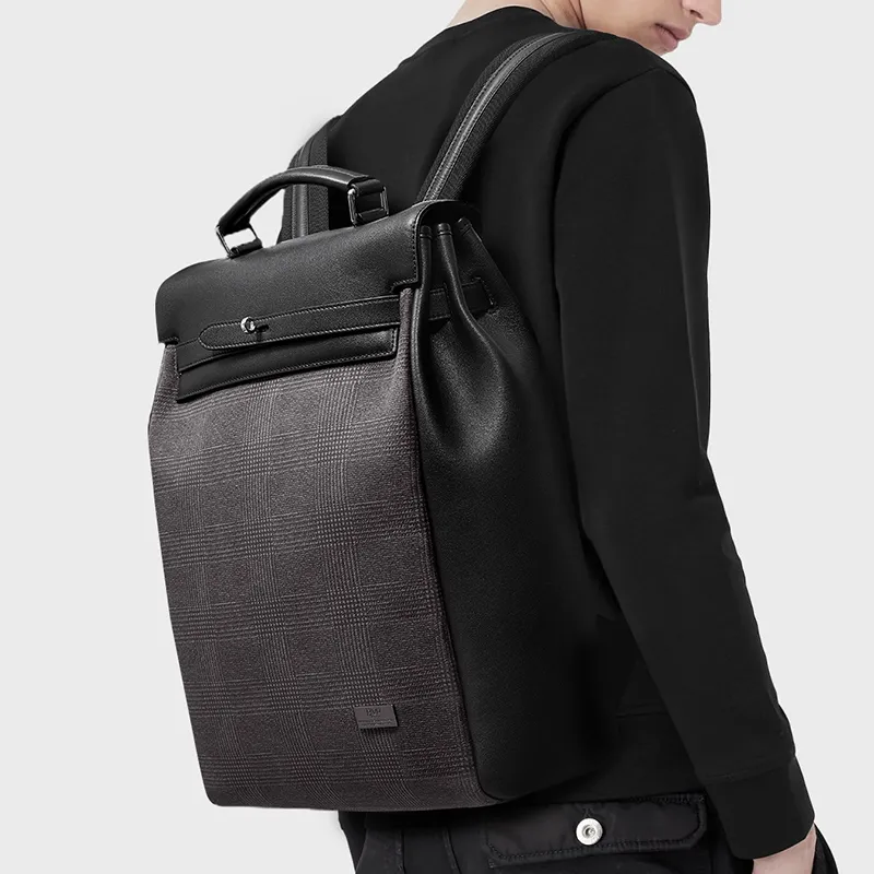 BVP Genuine Leather Backpack Men's Black-2