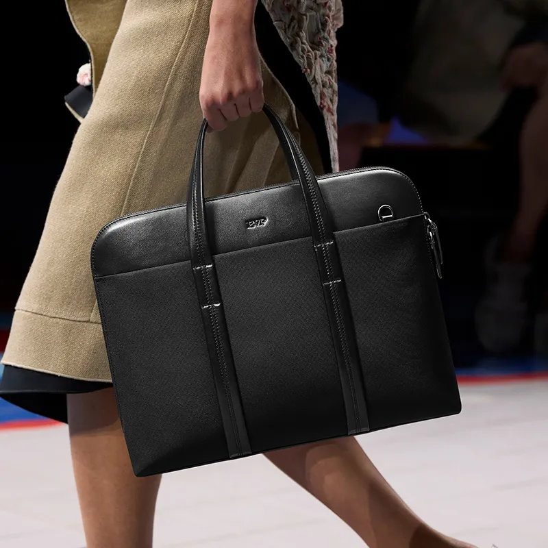 BVP Fabric With Cow Leather Briefcases Regular Unisex Multicolor-9