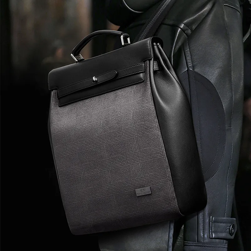 BVP Genuine Leather Backpack Men's Black-1