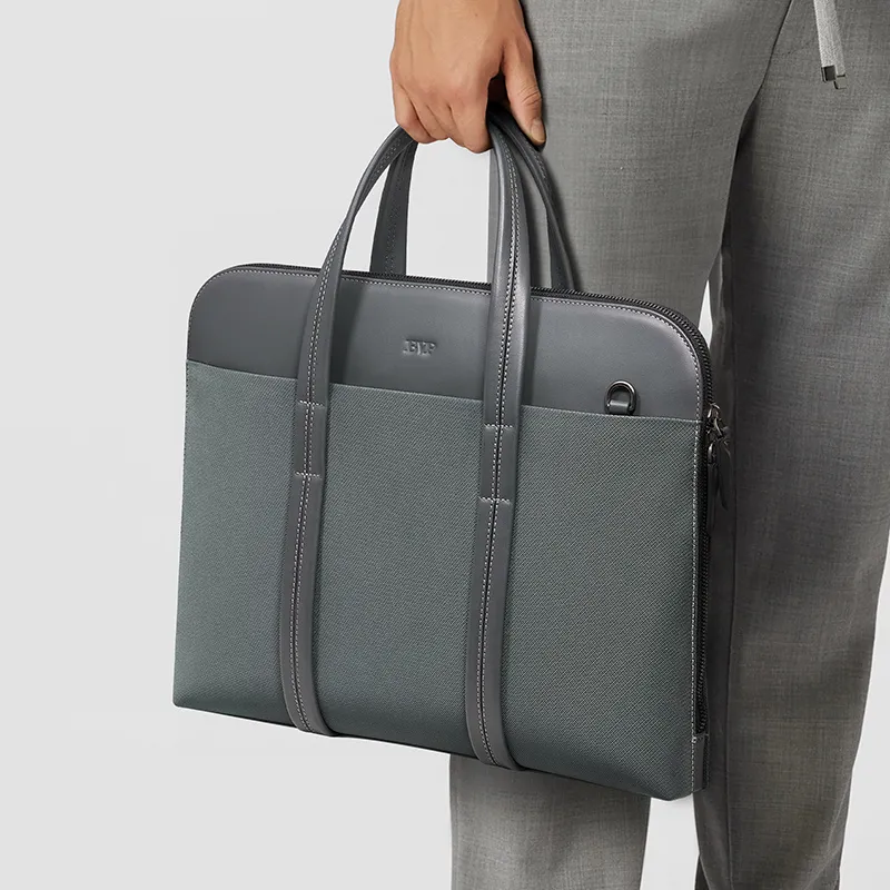 BVP Fabric With Cow Leather Briefcases Regular Unisex Multicolor-2