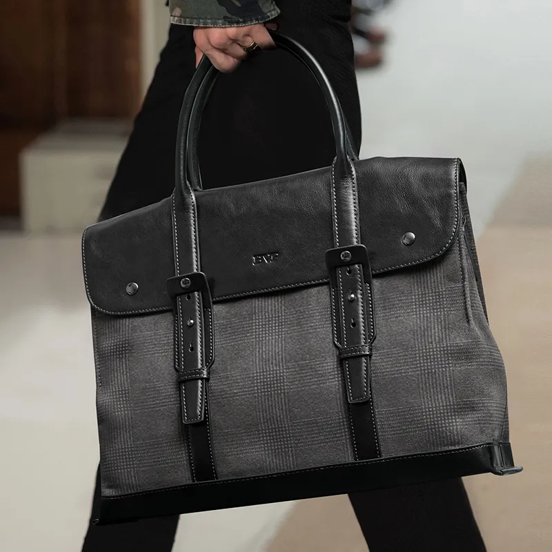 BVP Handbag Large Capacity Leather Bag Casual Crossbody Bag Regular Men's Black-5