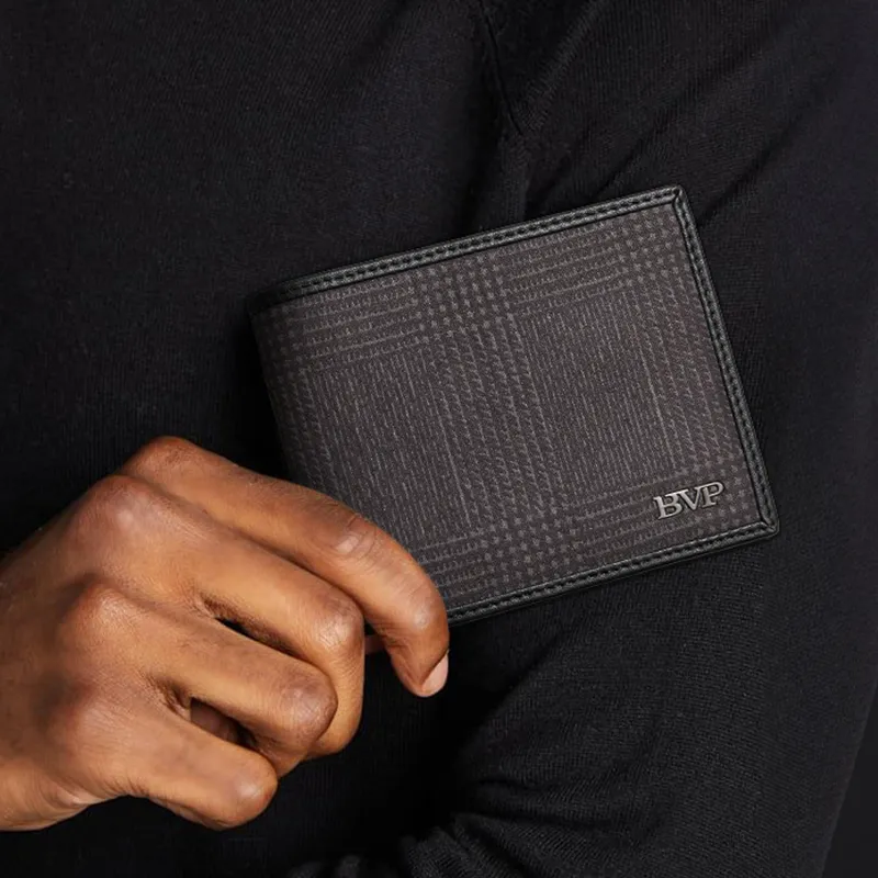 BVP Top Grain Cow Leather Card Holder Wallet Regular Men's Black-5
