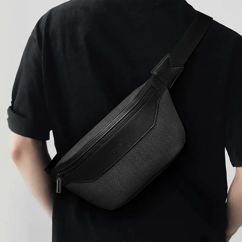 BVP Cow Leather Fanny Pack Men's Black-4