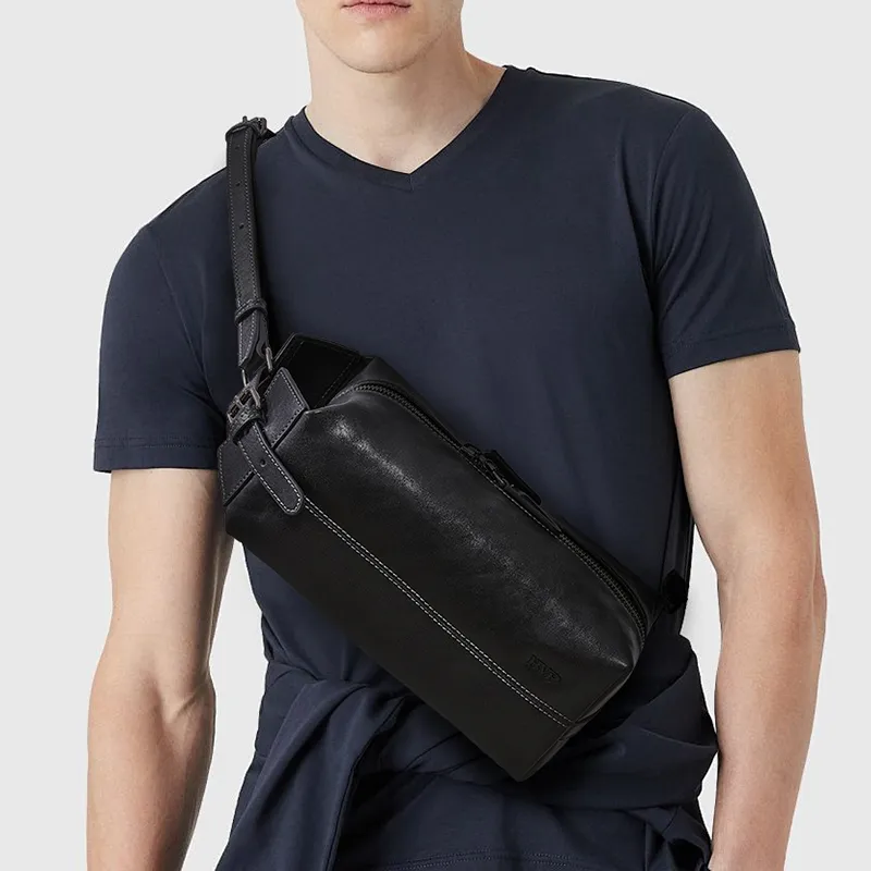 BVP Royal Vegetable Tanned Leather Sling Bag Regular Unisex Black-4