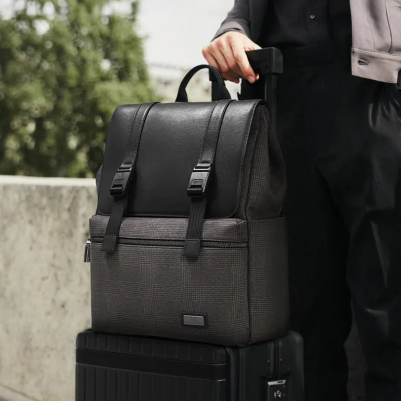 BVP Men's Genuine Leather Backpack Backpack Large Size Men's Black-2