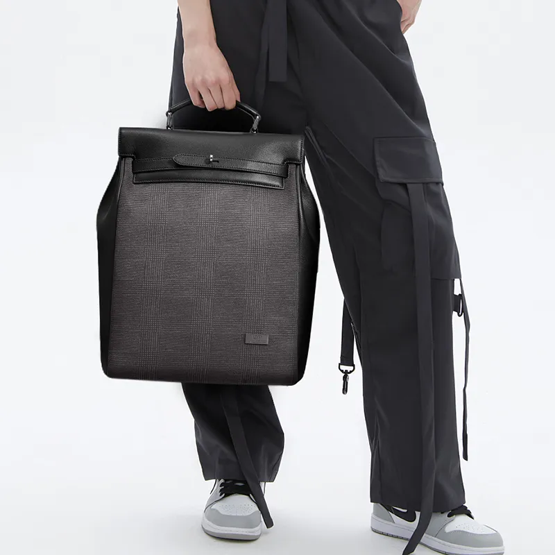 BVP Genuine Leather Backpack Men's Black-3