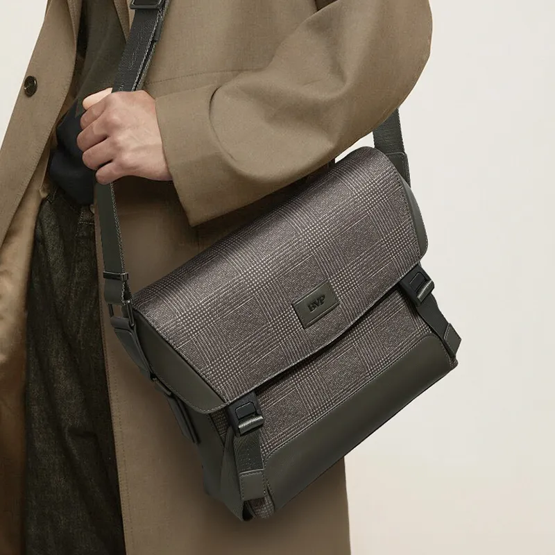 BVP Men's Genuine Leather Commuter Bag Casual Trendy Shoulder Bag Crossbody Bag Small Size Men's Vintage Green-6
