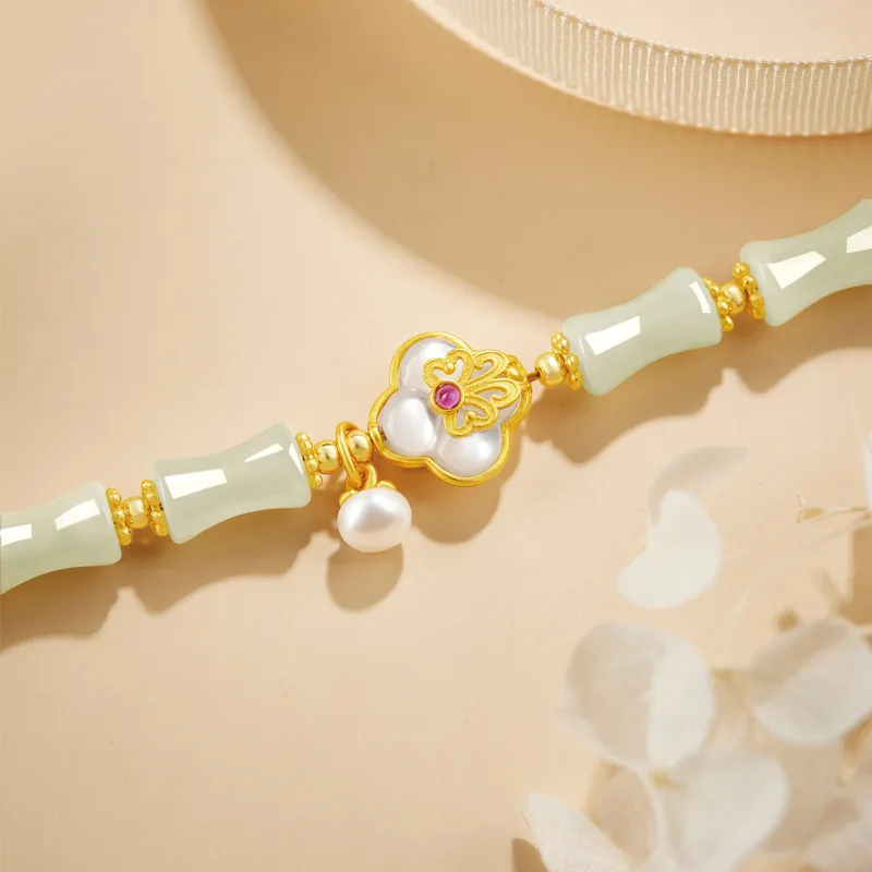 SGE Hetian Jade Bracelets Women's Pale Greenish White Jade-5