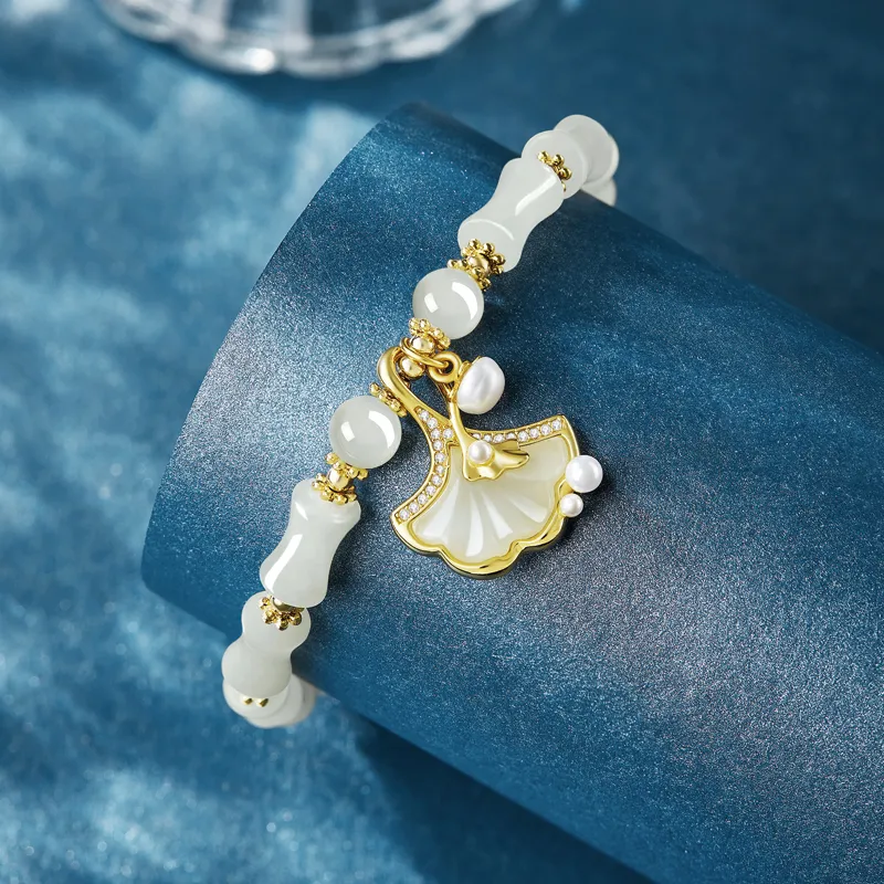 SGE Hetian Jade Bracelets Women's Pale Greenish White Jade-9