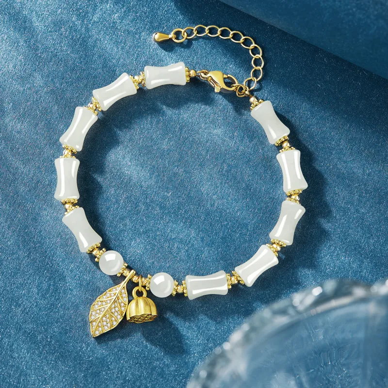 SGE Hetian Jade Bracelets Women's Pale Greenish White Jade-6