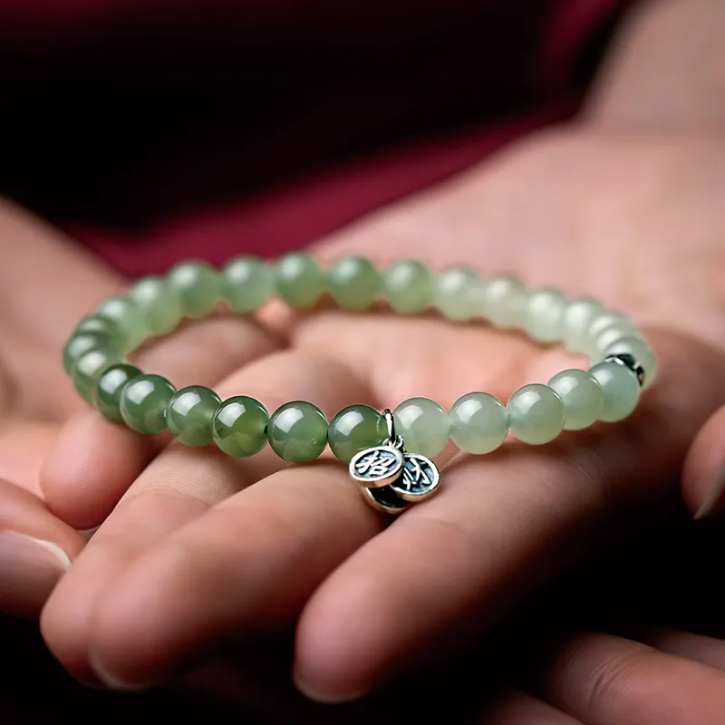 SGE Bracelets Pale Greenish White Jade Women's-8