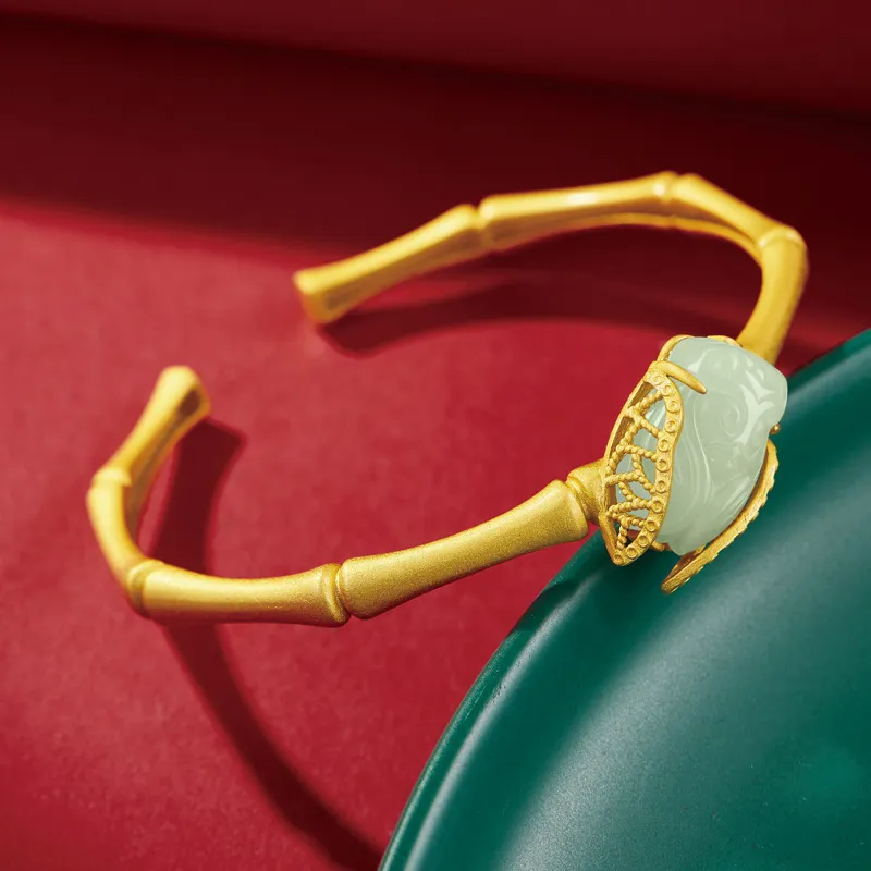 SGE Hetian Jade Bangles Women's Pale Greenish White Jade-2