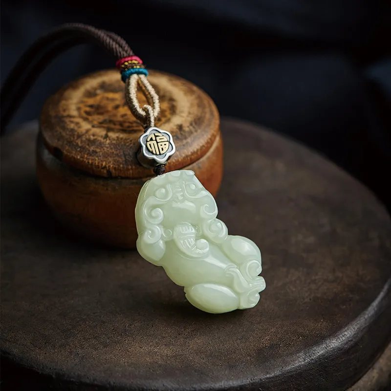 SGE Hetian Jade Pendants Pale Greenish White Jade Unisex-4