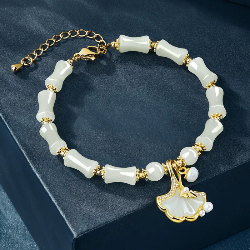 SGE Hetian Jade Bracelets Women's Pale Greenish White Jade-7