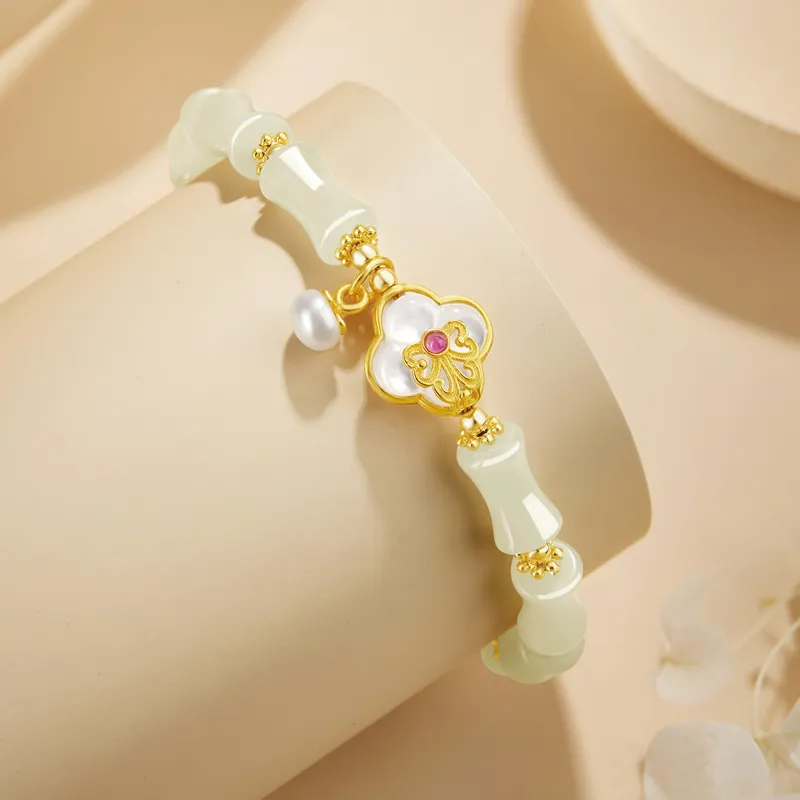 SGE Hetian Jade Bracelets Women's Pale Greenish White Jade-4