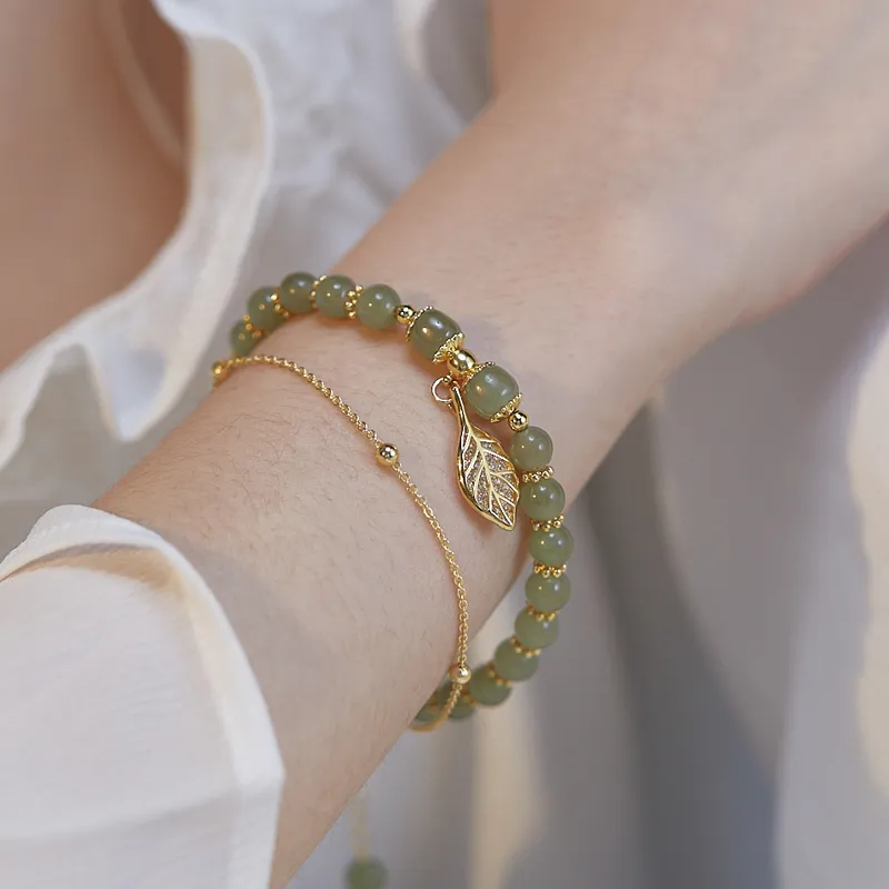 SGE Hetian Jade Bracelets Women's Pale Greenish White Jade-4