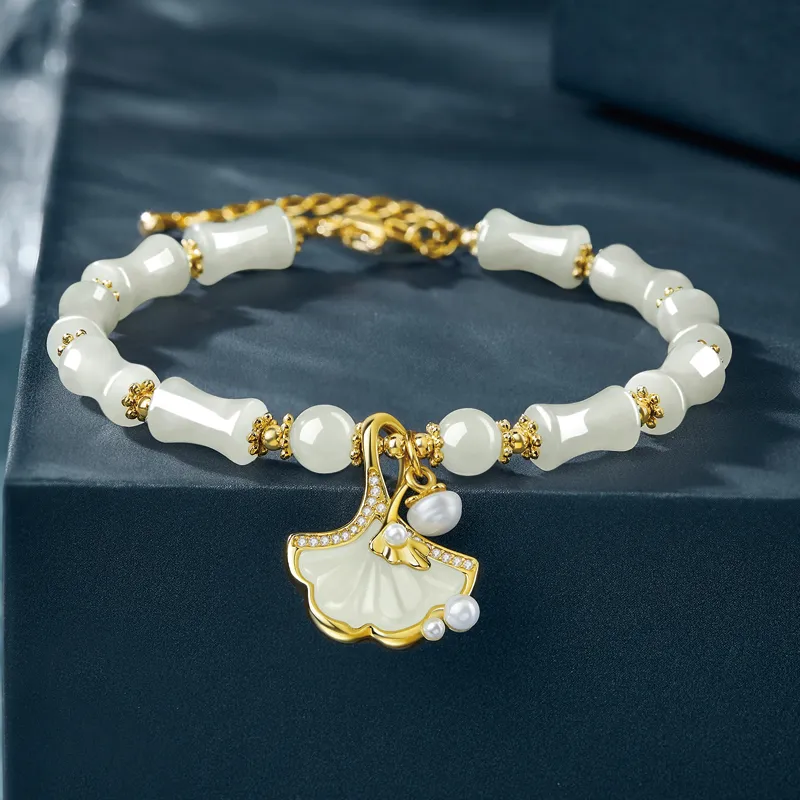 SGE Hetian Jade Bracelets Women's Pale Greenish White Jade-11