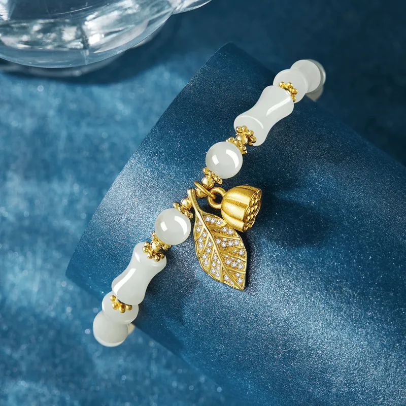 SGE Hetian Jade Bracelets Women's Pale Greenish White Jade-10