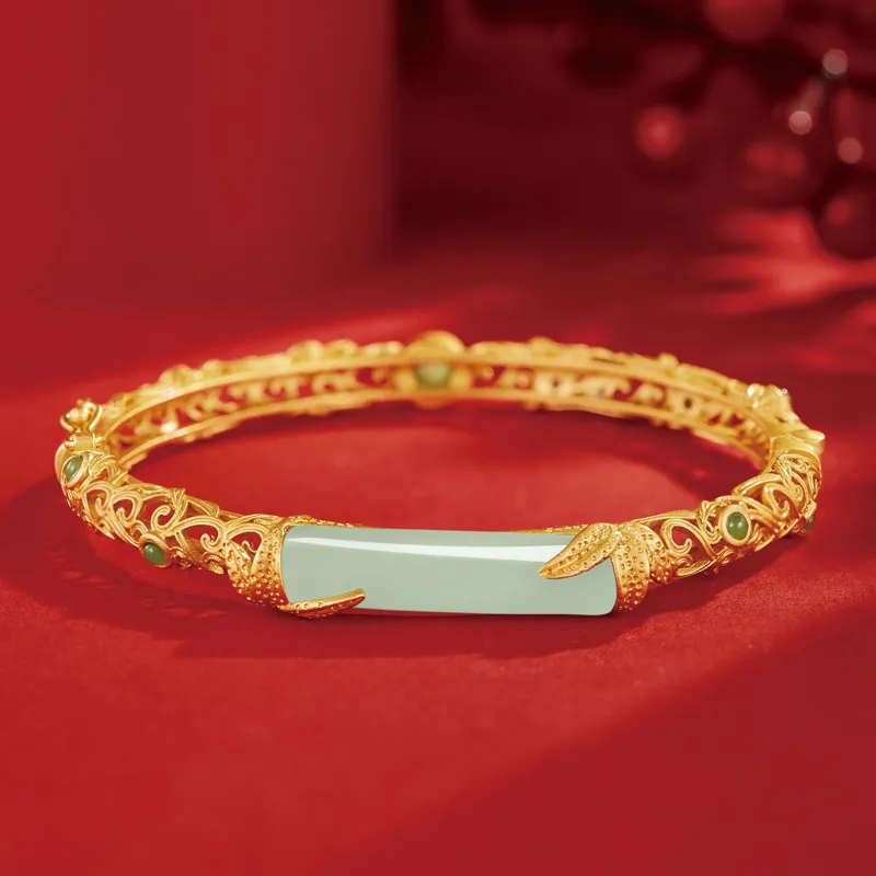 SGE Hetian Jade Bangles Women's Pale Greenish White Jade-2
