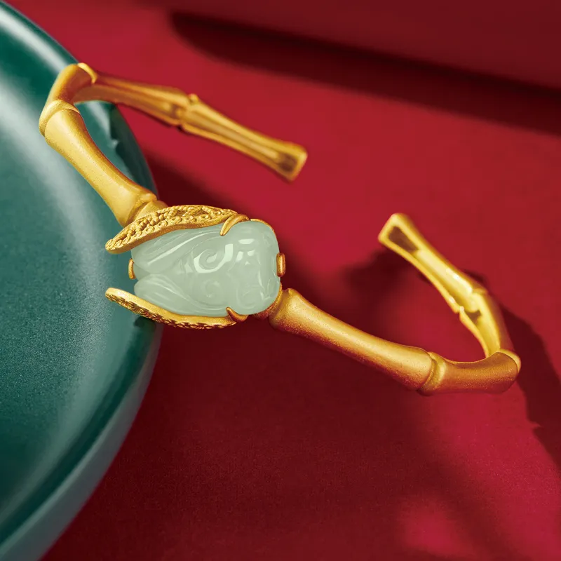 SGE Hetian Jade Bangles Women's Pale Greenish White Jade-5