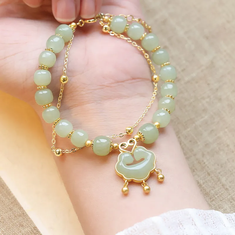 SGE Bracelets Pale Greenish White Jade Women's-3