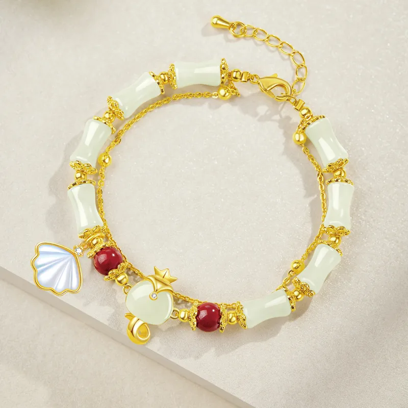 SGE Hetian Jade Bracelets Pale Greenish White Jade Women's-7