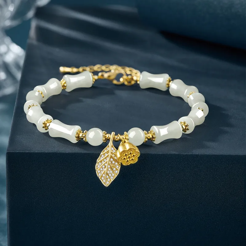 SGE Hetian Jade Bracelets Women's Pale Greenish White Jade-7