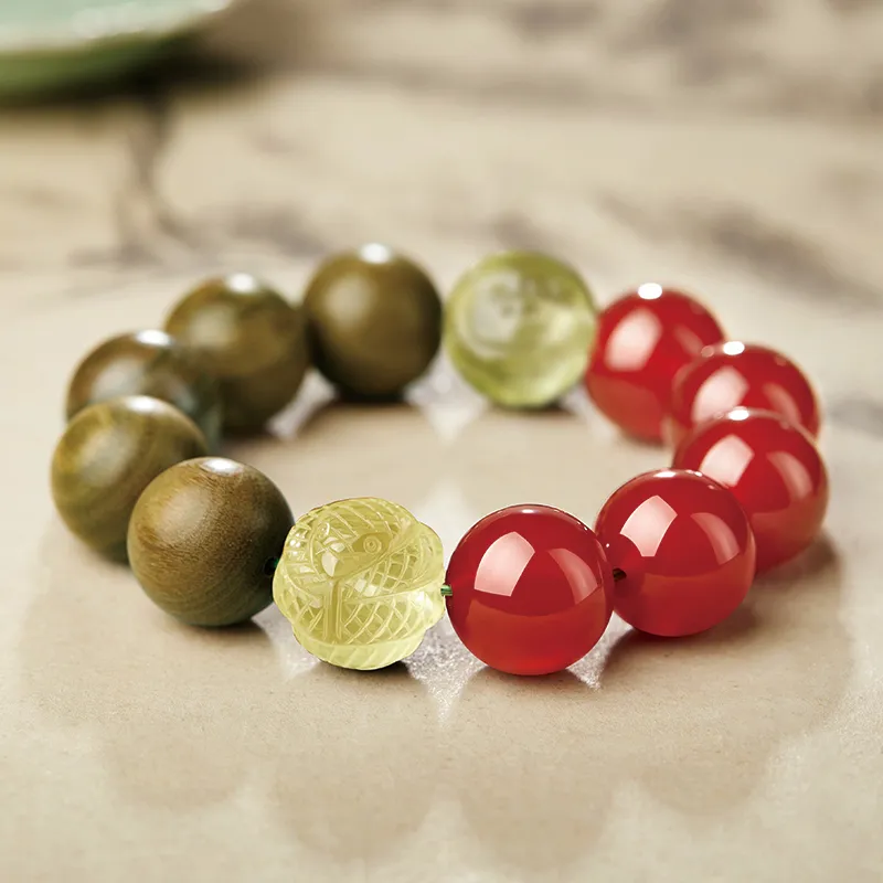 SGE Green Sandalwood Wooden Bracelets Men's-6