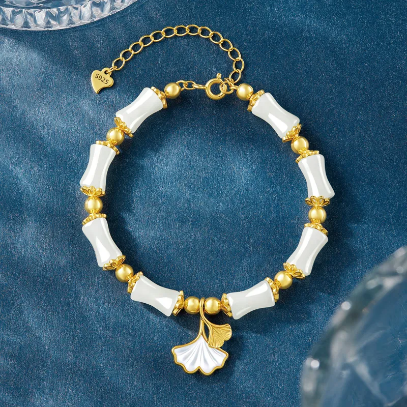SGE Hetian Jade Bracelets Women's Pale Greenish White Jade-4