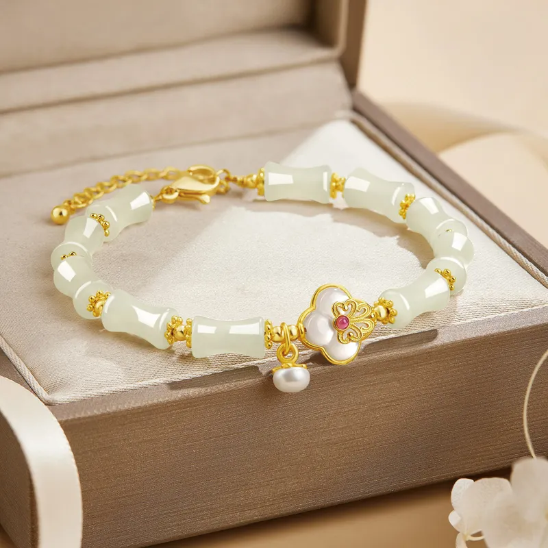 SGE Hetian Jade Bracelets Women's Pale Greenish White Jade-2
