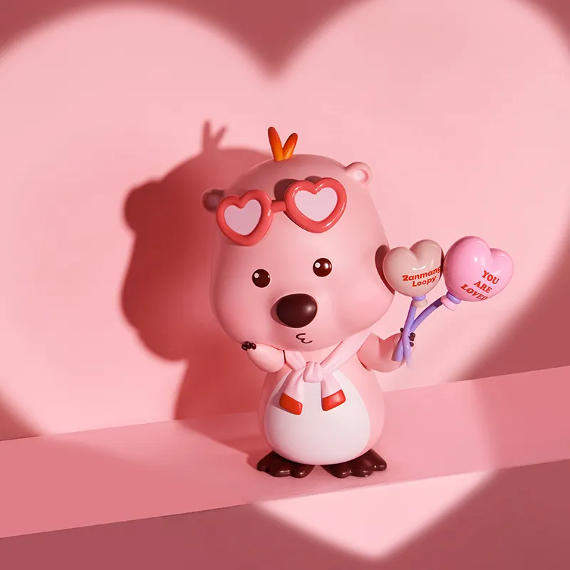 MINISO Little Beaver Zanmang Loopy Collection Valentine's Day Loopy Ornament Chibi Figures-4
