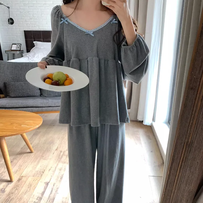 Joycefuuu Bra Pajama Set Women's Gray-2