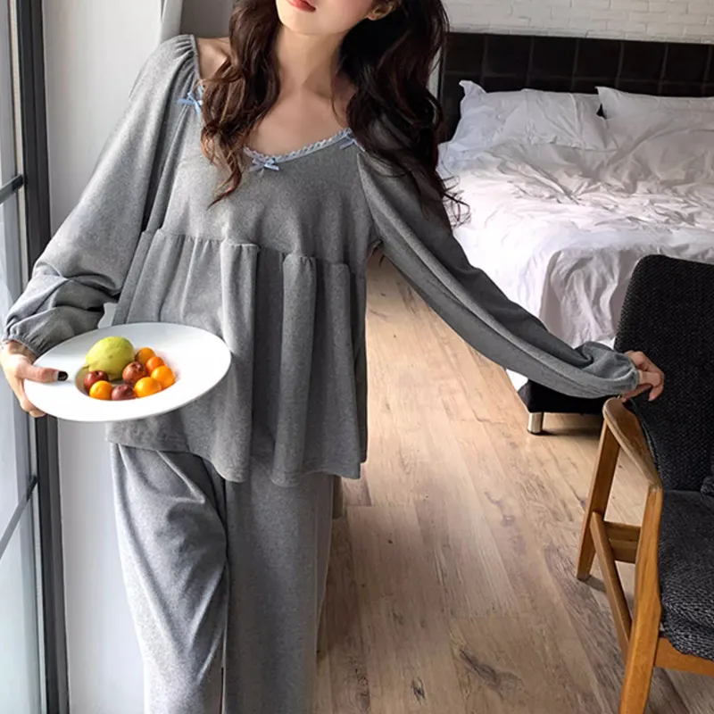 Joycefuuu Bra Pajama Set Women's Gray-4