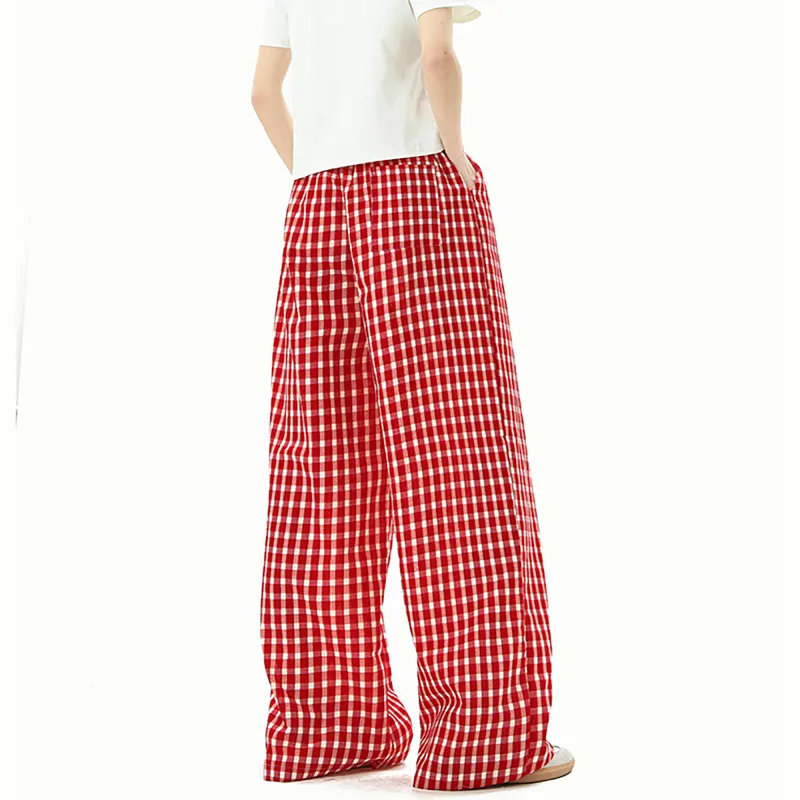 Ang2 Stu Casual Pants Unisex Red Plaid-3