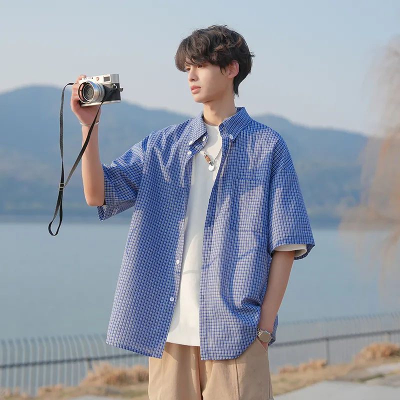 TESTUNG Shirt Unisex Blue Plaid Element-19