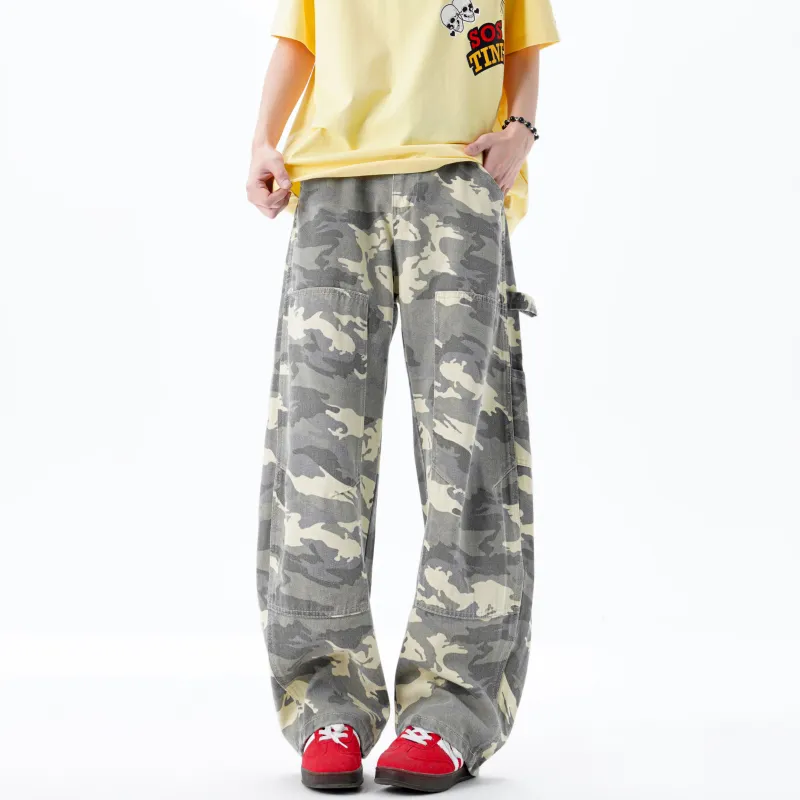 Ang2 Stu Cargo Pants Unisex Camouflage Yellow-1