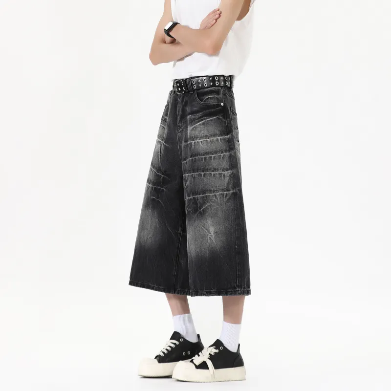 Ang2 Stu Denim Shorts Unisex Black-2