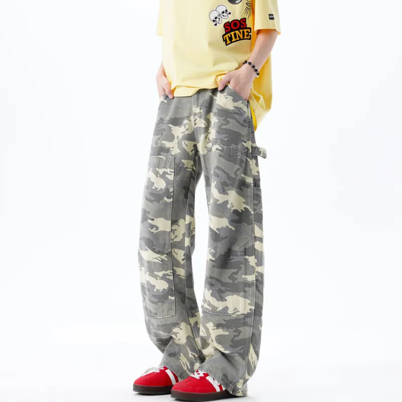 Ang2 Stu Cargo Pants Unisex Camouflage Yellow-2