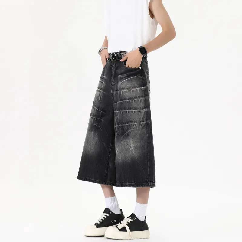 Ang2 Stu Denim Shorts Unisex Black-3