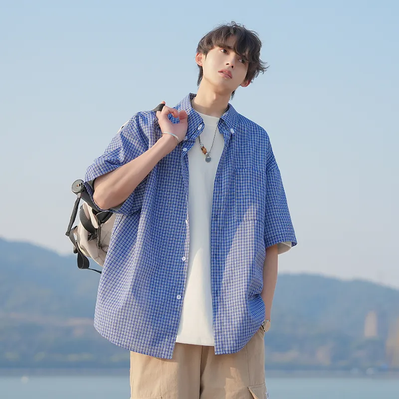 TESTUNG Shirt Unisex Blue Plaid Element-21