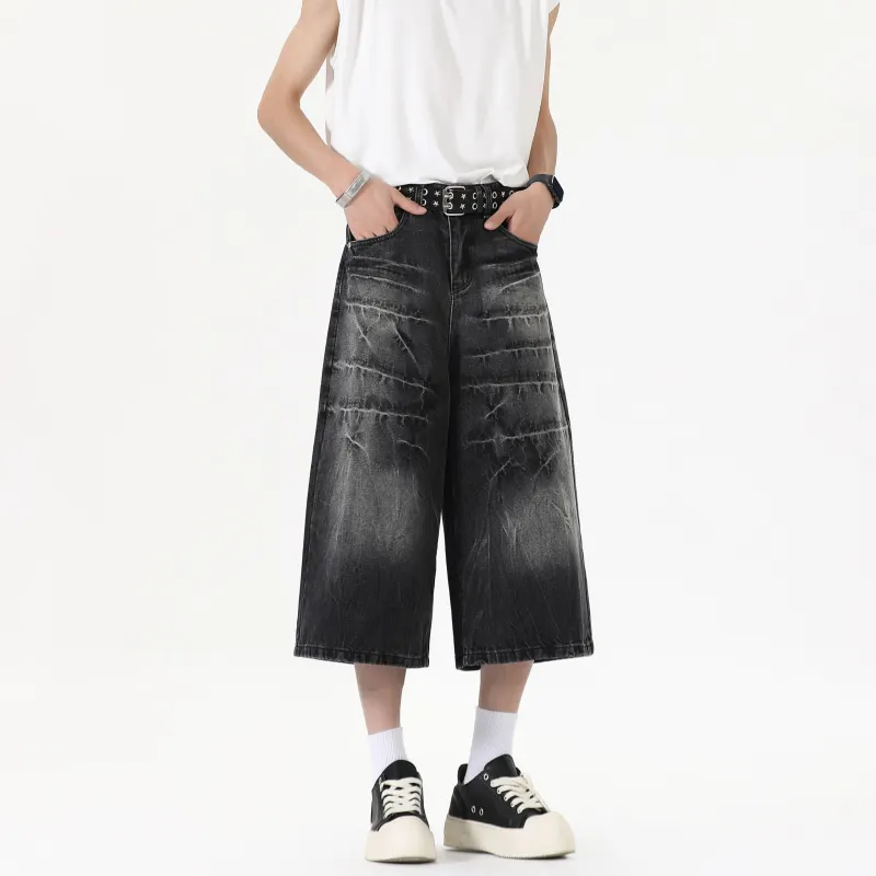 Ang2 Stu Denim Shorts Unisex Black-4