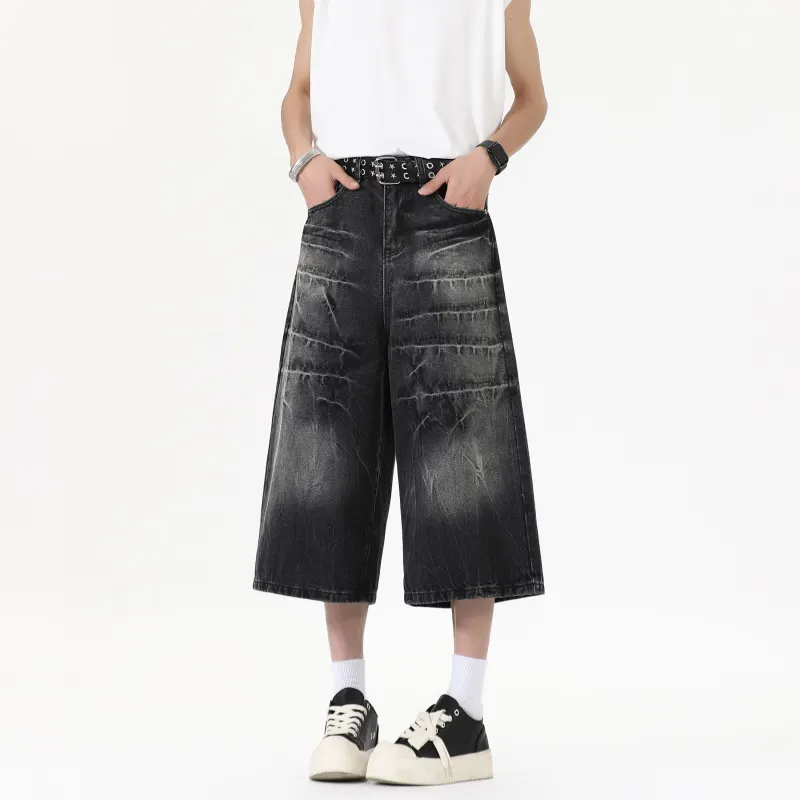 Ang2 Stu Denim Shorts Unisex Black-1