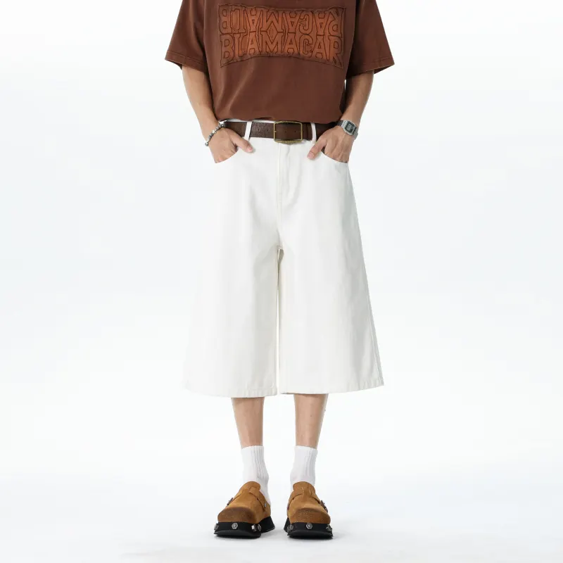Ang2 Stu Denim Shorts Unisex White-1