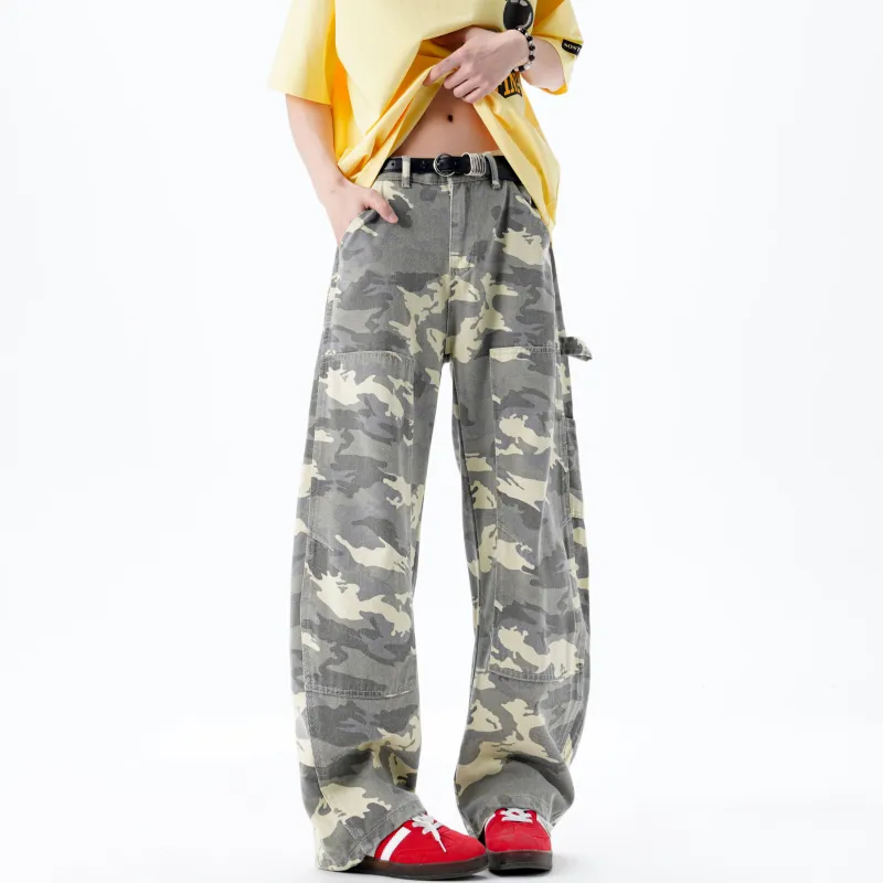 Ang2 Stu Cargo Pants Unisex Camouflage Yellow-3