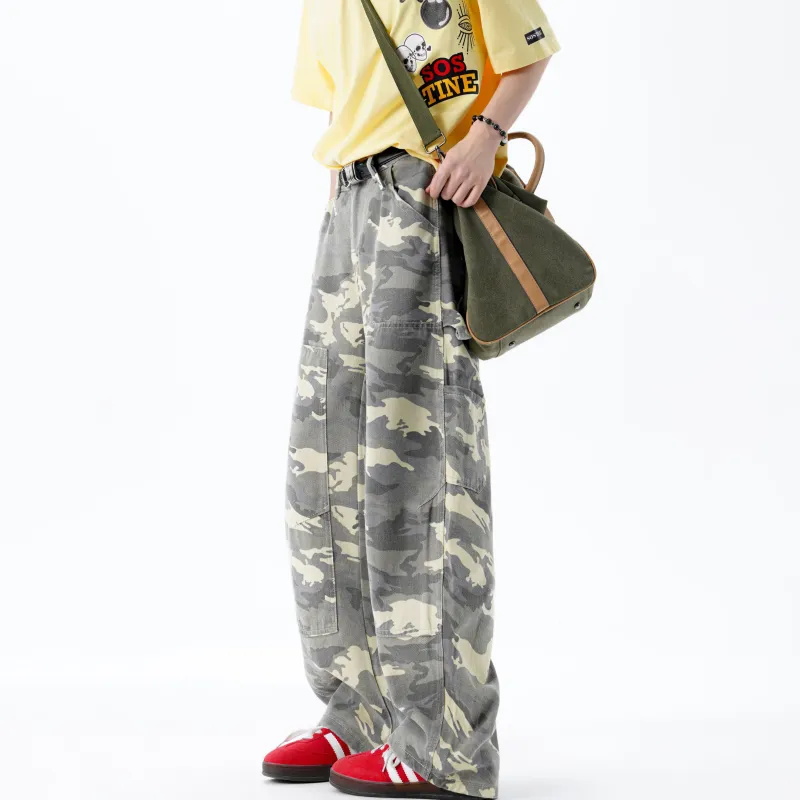 Ang2 Stu Cargo Pants Unisex Camouflage Yellow-5