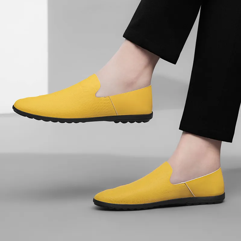 XIMO BULL Men's Casual Shoes Men Low Top Yellow, Black-7