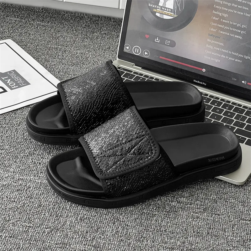 XIMO BULL Rubber Sole Sequins Slip Resistant Slide Slippers Unisex Black-4